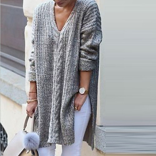 Women's Solid Colored Long Sleeve Cardigan Sweater Jumper, V Neck Black / Gray S / M / L
Women's Solid Colored Long Sleeve Cardigan Sweater Jumper, V Neck Black / Gray S / M / L