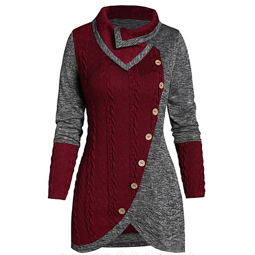 Women's Color Block Long Sleeve Pullover Sweater Jumper, Turndown Wine / Green XL / XXL / XXXL
Women's Color Block Long Sleeve Pullover Sweater Jumper, Turndown Wine / Green XL / XXL / XXXL