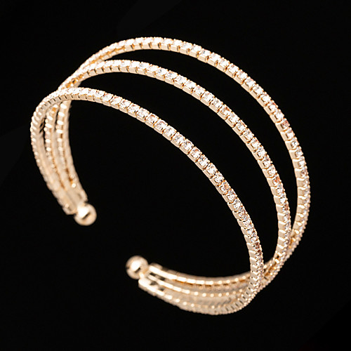 Women's Cuff Bracelet Bracelet Layered Princess Simple Luxury Trendy Fashion Elegant Rhinestone Bracelet Jewelry Gold / Silver For Party Engagement Gift Daily Work
Women's Cuff Bracelet Bracelet Layered Princess Simple Luxury Trendy Fashion Elegant Rhinestone Bracelet Jewelry Gold / Silver For Party Engagement Gift Daily Work