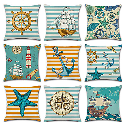 9 pcs Linen Pillow Cover, Geometic Nautical Casual Mediterranean Throw Pillow
9 pcs Linen Pillow Cover, Geometic Nautical Casual Mediterranean Throw Pillow