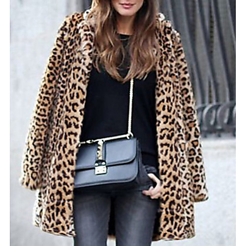 Women's Daily Basic Regular Faux Fur Coat, Leopard Turndown Long Sleeve Faux Fur Brown
Women's Daily Basic Regular Faux Fur Coat, Leopard Turndown Long Sleeve Faux Fur Brown