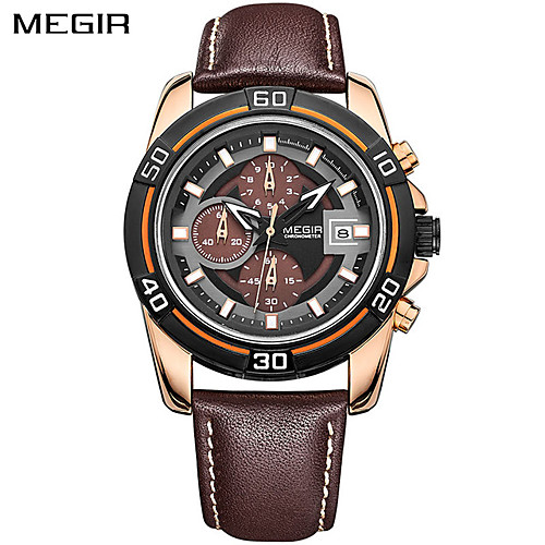 MEGIR Men's Dress Watch Quartz Formal Style Modern Style PU Leather 30 m Water Resistant / Waterproof Calendar / date / day Three Time Zones Analog Casual Fashion - Black Gold Silver
MEGIR Men's Dress Watch Quartz Formal Style Modern Style PU Leather 30 m Water Resistant / Waterproof Calendar / date / day Three Time Zones Analog Casual Fashion - Black Gold Silver