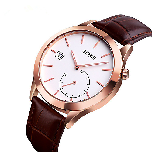 SKMEI Men's Dress Watch Quartz Stylish Genuine Leather Black / Brown 30 m Water Resistant / Waterproof Calendar / date / day New Design Analog Fashion - Black Brown Rose Gold
SKMEI Men's Dress Watch Quartz Stylish Genuine Leather Black / Brown 30 m Water Resistant / Waterproof Calendar / date / day New Design Analog Fashion - Black Brown Rose Gold