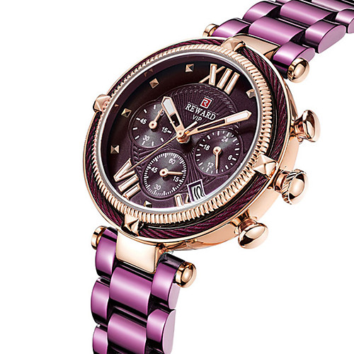 REWARD Women's Quartz Watches Fashion Black Blue Silver Stainless Steel Chinese Quartz Black Rose Gold Purple Water Resistant / Waterproof Calendar / date / day Chronograph 30 m 1 pc Analog One Year
REWARD Women's Quartz Watches Fashion Black Blue Silver Stainless Steel Chinese Quartz Black Rose Gold Purple Water Resistant / Waterproof Calendar / date / day Chronograph 30 m 1 pc Analog One Year