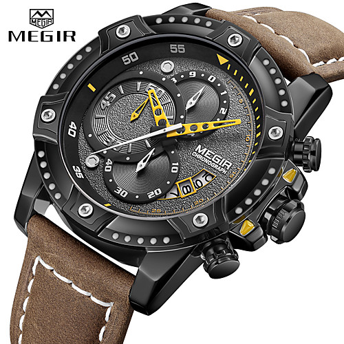 MEGIR Men's Dress Watch Quartz Formal Style Modern Style PU Leather 30 m Water Resistant / Waterproof Calendar / date / day Three Time Zones Analog Casual Fashion - Black Brown
MEGIR Men's Dress Watch Quartz Formal Style Modern Style PU Leather 30 m Water Resistant / Waterproof Calendar / date / day Three Time Zones Analog Casual Fashion - Black Brown