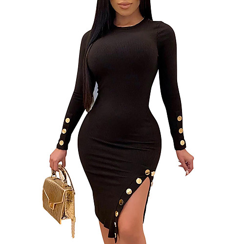 Women's Going out Casual / Daily Street chic Elegant Bodycon Sheath Dress - Solid Colored Split Patchwork Black S M L XL
Women's Going out Casual / Daily Street chic Elegant Bodycon Sheath Dress - Solid Colored Split Patchwork Black S M L XL