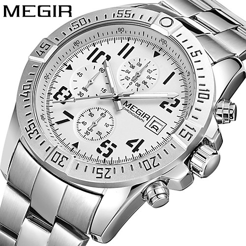MEGIR Men's Steel Band Watches Quartz Formal Style Modern Style 30 m Water Resistant / Waterproof Calendar / date / day Three Time Zones Analog Casual Fashion - Black Black / Silver Silver
MEGIR Men's Steel Band Watches Quartz Formal Style Modern Style 30 m Water Resistant / Waterproof Calendar / date / day Three Time Zones Analog Casual Fashion - Black Black / Silver Silver
