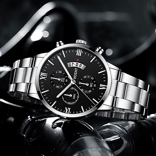 Men's Steel Band Watches Quartz Modern Style Stainless Steel Black / Silver 30 m Calendar / date / day Cool Analog Casual Elegant - Black / Silver BlackGrey White One Year Battery Life
Men's Steel Band Watches Quartz Modern Style Stainless Steel Black / Silver 30 m Calendar / date / day Cool Analog Casual Elegant - Black / Silver BlackGrey White One Year Battery Life