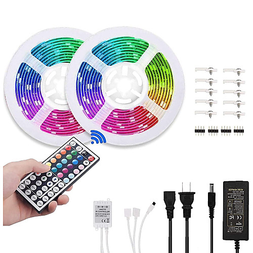 2x5M Flexible LED Light Strips / Light Sets / RGB Strip Lights 2150 LEDs SMD5050 10mm 1 44Keys Remote Controller / 1Set Mounting Bracket / 1 X 12V 5A Power Supply 1 set Multi Color Christmas / New
2x5M Flexible LED Light Strips / Light Sets / RGB Strip Lights 2150 LEDs SMD5050 10mm 1 44Keys Remote Controller / 1Set Mounting Bracket / 1 X 12V 5A Power Supply 1 set Multi Color Christmas / New