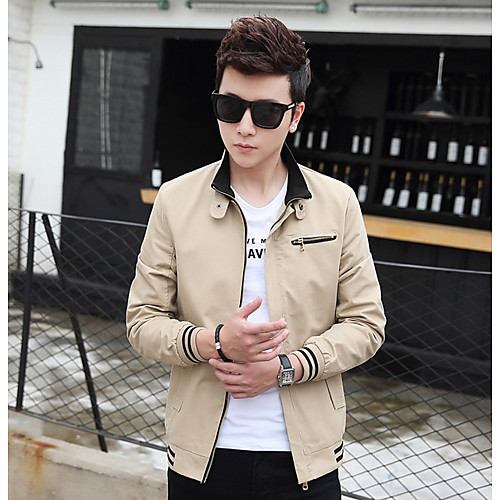 Men's Daily Regular Jacket, Solid Colored Stand Long Sleeve Cotton Black / Light Brown / Navy Blue
Men's Daily Regular Jacket, Solid Colored Stand Long Sleeve Cotton Black / Light Brown / Navy Blue