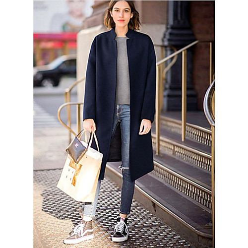 Women's Daily Long Coat, Solid Colored Round Neck Long Sleeve Polyester Green / Blue
Women's Daily Long Coat, Solid Colored Round Neck Long Sleeve Polyester Green / Blue
