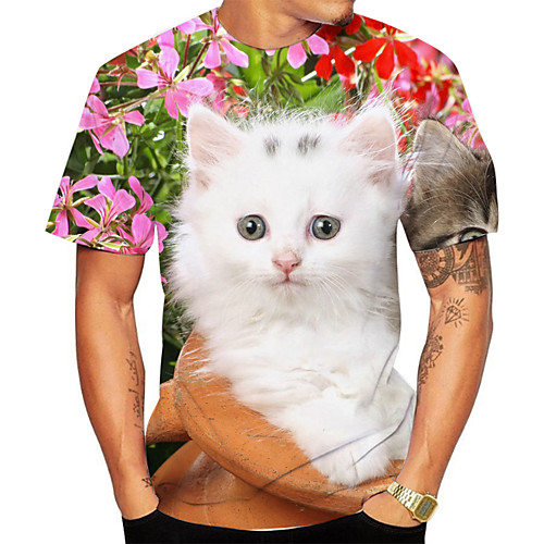 Men's Plus Size Floral 3D Cat Print T-shirt Basic Daily Going out Round Neck Rainbow / Short Sleeve / Animal
Men's Plus Size Floral 3D Cat Print T-shirt Basic Daily Going out Round Neck Rainbow / Short Sleeve / Animal