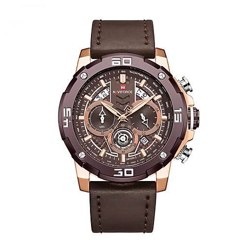 NAVIFORCE Men's Sport Watch Japanese Quartz Formal Style Modern Style Genuine Leather Black / Brown 30 m Water Resistant / Waterproof Calendar / date / day Chronograph Analog Outdoor Fashion - Brown
NAVIFORCE Men's Sport Watch Japanese Quartz Formal Style Modern Style Genuine Leather Black / Brown 30 m Water Resistant / Waterproof Calendar / date / day Chronograph Analog Outdoor Fashion - Brown