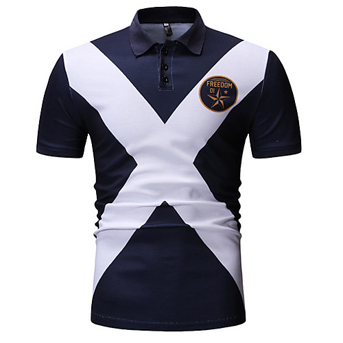 Men's Color Block T-shirt Sports Shirt Collar Black / Navy Blue / Short Sleeve
Men's Color Block T-shirt Sports Shirt Collar Black / Navy Blue / Short Sleeve