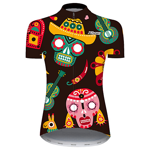 21Grams Women's Short Sleeve Cycling Jersey Black / Green Novelty Skull Floral Botanical Bike Jersey Top Mountain Bike MTB Road Bike Cycling UV Resistant Breathable Quick Dry Sports Clothing Apparel
21Grams Women's Short Sleeve Cycling Jersey Black / Green Novelty Skull Floral Botanical Bike Jersey Top Mountain Bike MTB Road Bike Cycling UV Resistant Breathable Quick Dry Sports Clothing Apparel