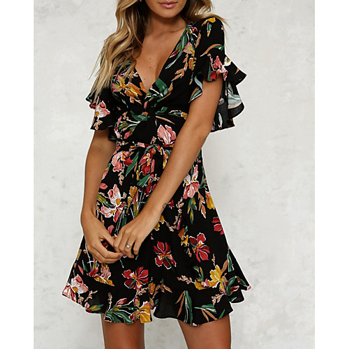 Women's A Line Dress - Short Sleeves Floral Spring & Summer V Neck Tea Party 2020 Black Beige S M L XL
Women's A Line Dress - Short Sleeves Floral Spring & Summer V Neck Tea Party 2020 Black Beige S M L XL