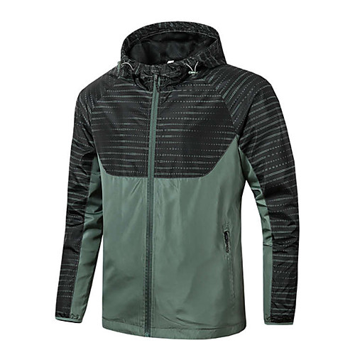 Men's Daily / Sports Basic Spring & Fall / Spring & Summer Regular Jacket, Striped / Color Block Hooded Long Sleeve Nylon Print Army Green / Gray 
Men's Daily / Sports Basic Spring & Fall / Spring & Summer Regular Jacket, Striped / Color Block Hooded Long Sleeve Nylon Print Army Green / Gray