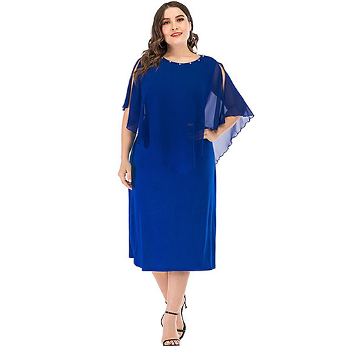 Women's Sheath Dress - 3/4 Length Sleeve Solid Color Elegant Blue XL XXL XXXL XXXXL
Women's Sheath Dress - 3/4 Length Sleeve Solid Color Elegant Blue XL XXL XXXL XXXXL