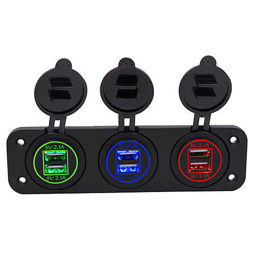 5V Car Charger / Center Console 4.2A Dual Aperture Dual USB Red Blue Green Combination / IP66 / ABS High and Low Temperature Resistant Flame Retardant Environmental Protection Material
5V Car Charger / Center Console 4.2A Dual Aperture Dual USB Red Blue Green Combination / IP66 / ABS High and Low Temperature Resistant Flame Retardant Environmental Protection Material