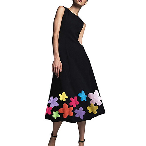 Women's A Line Dress - Sleeveless Floral V Neck Black Red Navy Blue S M L XL XXL
Women's A Line Dress - Sleeveless Floral V Neck Black Red Navy Blue S M L XL XXL