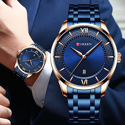 CURREN Men's Steel Band Watches Japanese Quartz Modern Style Stainless Steel Black / Blue / Silver 30 m Water Resistant / Waterproof Calendar / date / day Analog Casual - Black / Silver Gold Blue One
CURREN Men's Steel Band Watches Japanese Quartz Modern Style Stainless Steel Black / Blue / Silver 30 m Water Resistant / Waterproof Calendar / date / day Analog Casual - Black / Silver Gold Blue One