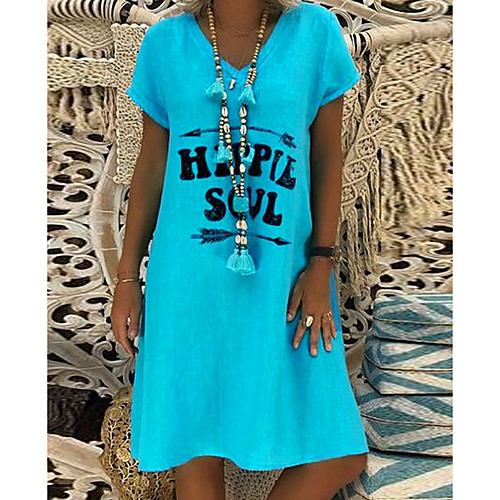Women's Tunic Dress - Short Sleeves Solid Color V Neck Yellow Fuchsia Khaki Light Blue S M L XL XXL 
Women's Tunic Dress - Short Sleeves Solid Color V Neck Yellow Fuchsia Khaki Light Blue S M L XL XXL