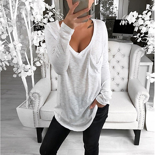 Women's Daily Cotton Loose T-shirt - Solid Colored Asymmetric V Neck Blushing Pink
Women's Daily Cotton Loose T-shirt - Solid Colored Asymmetric V Neck Blushing Pink