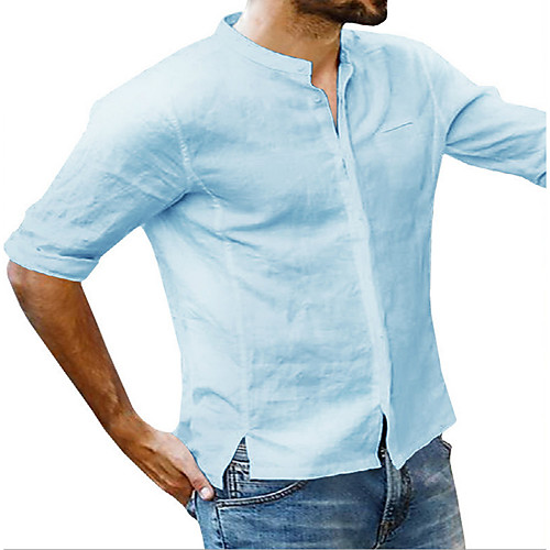 Men's Solid Colored Shirt - Linen Daily Standing Collar White / Black / Dusty Blue / Gray / Light Blue / Long Sleeve
Men's Solid Colored Shirt - Linen Daily Standing Collar White / Black / Dusty Blue / Gray / Light Blue / Long Sleeve