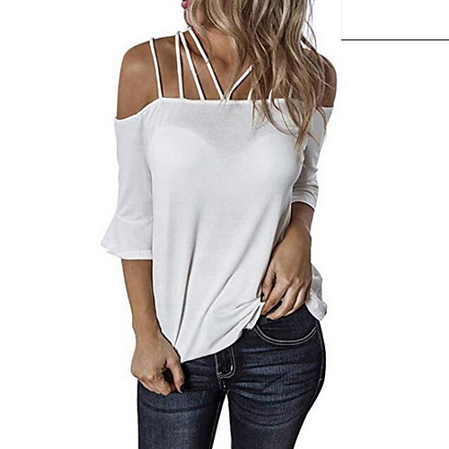 Women's Solid Colored Cut Out Lace up T-shirt Daily Off Shoulder Wine / White / Black / Blushing Pink / Army Green / Gray
Women's Solid Colored Cut Out Lace up T-shirt Daily Off Shoulder Wine / White / Black / Blushing Pink / Army Green / Gray