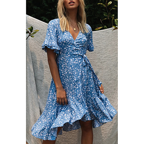 Women's A Line Dress - Short Sleeves Print Print Spring & Summer V Neck Basic Daily Light Blue S M L XL
Women's A Line Dress - Short Sleeves Print Print Spring & Summer V Neck Basic Daily Light Blue S M L XL
