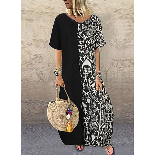 Women's Maxi Shift Dress - Short Sleeves Color Block Strap Loose Black Red M L XL XXL XXXL XXXXL XXXXXL
Women's Maxi Shift Dress - Short Sleeves Color Block Strap Loose Black Red M L XL XXL XXXL XXXXL XXXXXL