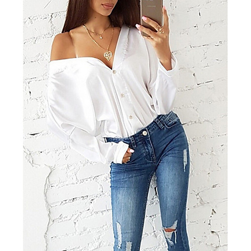 Women's Solid Colored Asymmetric Blouse Daily V Neck White / Blushing Pink / Army Green
Women's Solid Colored Asymmetric Blouse Daily V Neck White / Blushing Pink / Army Green