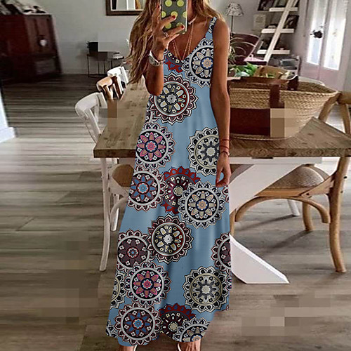 Women's Maxi Sheath Dress - Sleeveless Geometric Print Strap Boho Daily Black Blue Yellow Rainbow S M L XL XXL XXXL XXXXL XXXXXL
Women's Maxi Sheath Dress - Sleeveless Geometric Print Strap Boho Daily Black Blue Yellow Rainbow S M L XL XXL XXXL XXXXL XXXXXL