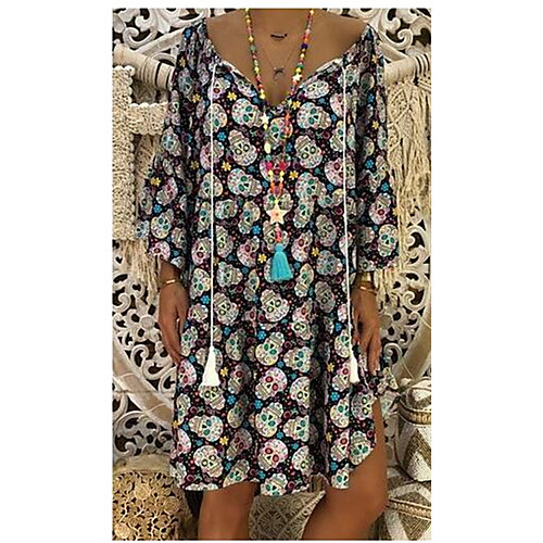 Women's A Line Dress - 3/4 Length Sleeve Print Summer Fall V Neck Vintage Retro Black Red S M L XL XXL XXXL XXXXL XXXXXL
Women's A Line Dress - 3/4 Length Sleeve Print Summer Fall V Neck Vintage Retro Black Red S M L XL XXL XXXL XXXXL XXXXXL
