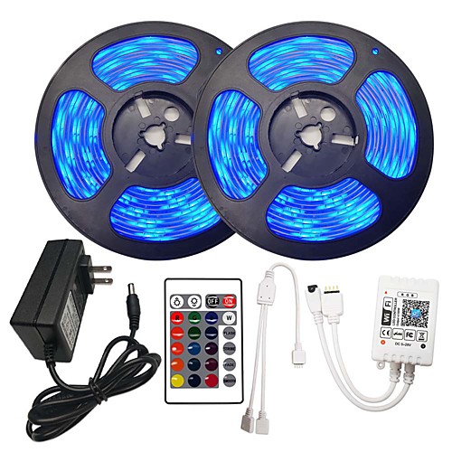 2x5M Flexible LED Light Strips / RGB Strip Lights / Smart Lights 300 LEDs SMD5050 10mm 1 x 12V 3A Adapter / WiFi Controller 1 set RGB Christmas / New Year's Waterproof / APP Control / Cuttable
2x5M Flexible LED Light Strips / RGB Strip Lights / Smart Lights 300 LEDs SMD5050 10mm 1 x 12V 3A Adapter / WiFi Controller 1 set RGB Christmas / New Year's Waterproof / APP Control / Cuttable