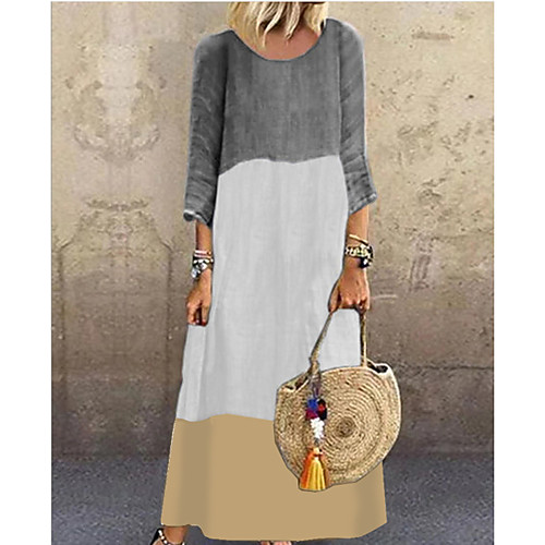 Women's Maxi Shift Dress - 3/4 Length Sleeve Color Block V Neck Loose Black Red Yellow Gray S M L XL XXL XXXL XXXXL XXXXXL
Women's Maxi Shift Dress - 3/4 Length Sleeve Color Block V Neck Loose Black Red Yellow Gray S M L XL XXL XXXL XXXXL XXXXXL