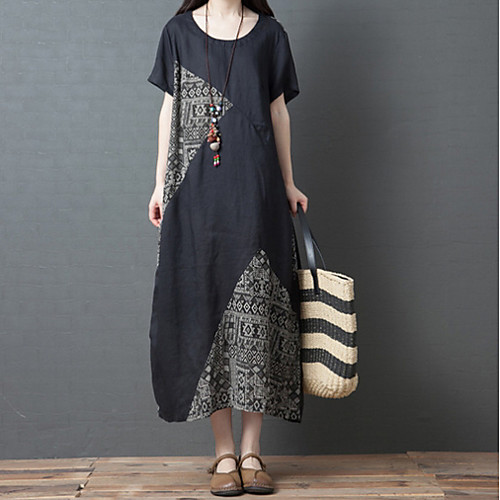 Women's Shift Dress - Short Sleeves Geometric V Neck Elegant Loose Black M L XL XXL
Women's Shift Dress - Short Sleeves Geometric V Neck Elegant Loose Black M L XL XXL