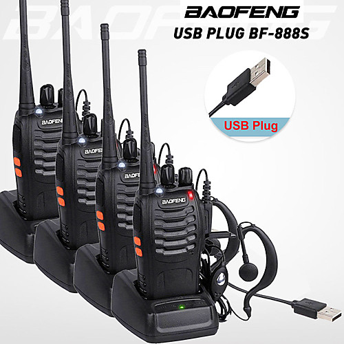 4PCS Baofeng BF-888S Walkie Talkie adaptador de carga USB porttil Radio CB Radio UHF 888S Comunicador transceptor 2 auriculares
4PCS Baofeng BF-888S Walkie Talkie adaptador de carga USB porttil Radio CB Radio UHF 888S Comunicador transceptor 2 auriculares