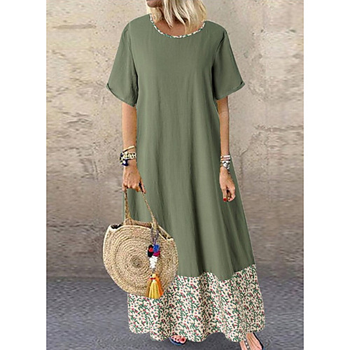 Women's Maxi Loose Dress - Short Sleeves Floral Turtleneck Loose Green Beige M L XL XXL XXXL / Cotton
Women's Maxi Loose Dress - Short Sleeves Floral Turtleneck Loose Green Beige M L XL XXL XXXL / Cotton