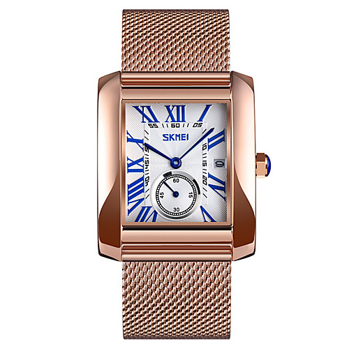 SKMEI Men's Steel Band Watches Quartz Mesh Modern Style Stainless Steel Silver / Rose Gold 30 m Water Resistant / Waterproof New Design Casual Watch Analog Minimalist Fashion - Black / Silver Blue
SKMEI Men's Steel Band Watches Quartz Mesh Modern Style Stainless Steel Silver / Rose Gold 30 m Water Resistant / Waterproof New Design Casual Watch Analog Minimalist Fashion - Black / Silver Blue