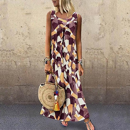 Women's Maxi Shift Dress - Sleeveless Geometric Yellow Brown S M L XL XXL XXXL XXXXL XXXXXL
Women's Maxi Shift Dress - Sleeveless Geometric Yellow Brown S M L XL XXL XXXL XXXXL XXXXXL