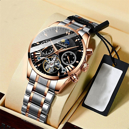 Men's Mechanical Watch Automatic self-winding Tourbillion Stainless Steel 30 m Water Resistant / Waterproof Compass Dual Time Zones Analog Fashion Cool - Blue Black SilverBlue One Year Battery Life
Men's Mechanical Watch Automatic self-winding Tourbillion Stainless Steel 30 m Water Resistant / Waterproof Compass Dual Time Zones Analog Fashion Cool - Blue Black SilverBlue One Year Battery Life