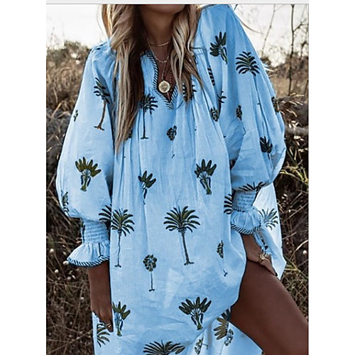 Women's Shift Dress - Long Sleeve Print V Neck Loose White Yellow Blushing Pink Green Light Blue S M L XL XXL XXXL XXXXL XXXXXL
Women's Shift Dress - Long Sleeve Print V Neck Loose White Yellow Blushing Pink Green Light Blue S M L XL XXL XXXL XXXXL XXXXXL
