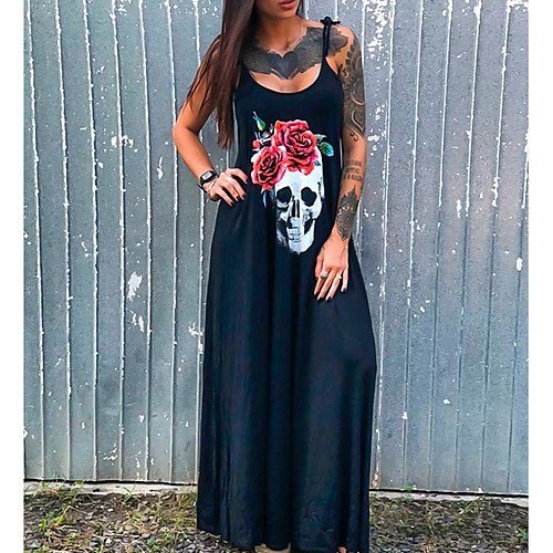 Women's Maxi A Line Dress - Sleeveless Floral Geometric Skull Spring Summer Strap Elegant Maxi Dress Holiday Beach Home Blue S M L XL XXL XXXL
Women's Maxi A Line Dress - Sleeveless Floral Geometric Skull Spring Summer Strap Elegant Maxi Dress Holiday Beach Home Blue S M L XL XXL XXXL