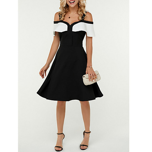Women's A Line Dress - Short Sleeves Color Block Strap Black M L XL XXL XXXL
Women's A Line Dress - Short Sleeves Color Block Strap Black M L XL XXL XXXL