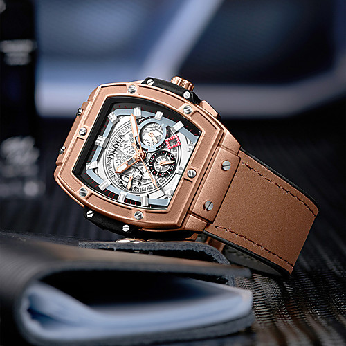 Men's Mechanical Watch Automatic self-winding Tonneau PU Leather 30 m Water Resistant / Waterproof Calendar / date / day Noctilucent Analog Fashion Cool - SilverGray BlackGrey Black / Pink One Year
Men's Mechanical Watch Automatic self-winding Tonneau PU Leather 30 m Water Resistant / Waterproof Calendar / date / day Noctilucent Analog Fashion Cool - SilverGray BlackGrey Black / Pink One Year