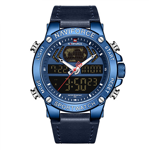 NAVIFORCE Men's Military Watch Japanese Quartz Modern Style Sporty Genuine Leather Black / Blue / Gold 30 m Calendar / date / day Chronograph Alarm Clock Analog - Digital Outdoor Army - Gold Blue
NAVIFORCE Men's Military Watch Japanese Quartz Modern Style Sporty Genuine Leather Black / Blue / Gold 30 m Calendar / date / day Chronograph Alarm Clock Analog - Digital Outdoor Army - Gold Blue