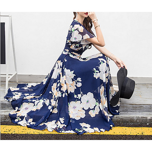 Women's Maxi Swing Dress - Short Sleeves Floral V Neck Fuchsia Royal Blue Beige M L XL XXL XXXL XXXXL XXXXXL
Women's Maxi Swing Dress - Short Sleeves Floral V Neck Fuchsia Royal Blue Beige M L XL XXL XXXL XXXXL XXXXXL