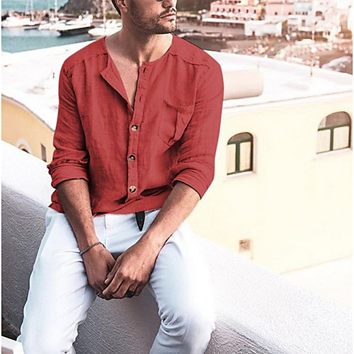 Men's Solid Colored Shirt Daily V Neck Red / Royal Blue / Beige / Gray / Long Sleeve
Men's Solid Colored Shirt Daily V Neck Red / Royal Blue / Beige / Gray / Long Sleeve