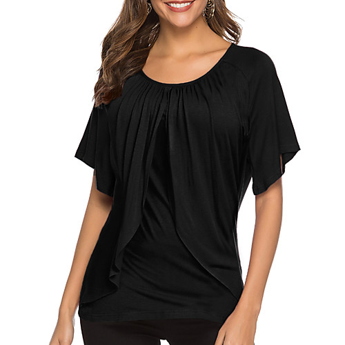 Women's Solid Colored Layered Pleated T-shirt Daily Wine / Black / Green / Navy Blue
Women's Solid Colored Layered Pleated T-shirt Daily Wine / Black / Green / Navy Blue
